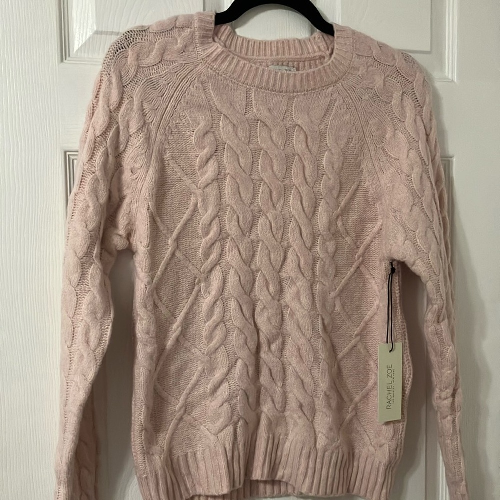 New Cable Knit Sweater in Soft Pink